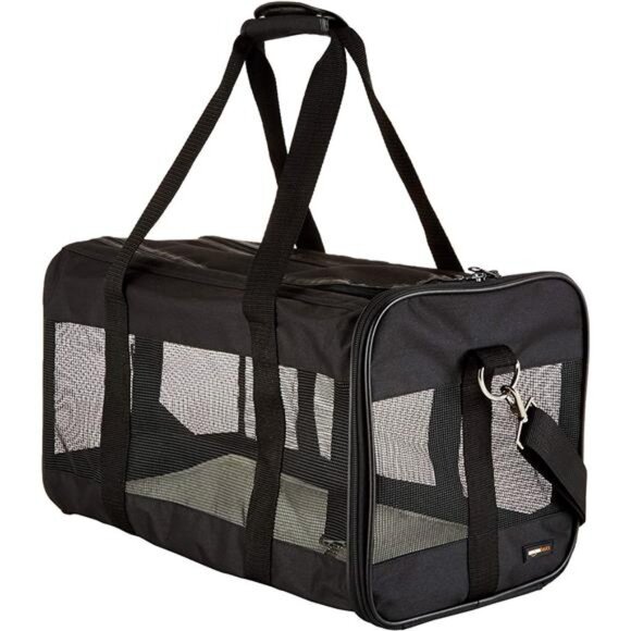 Soft-Sided Mesh Pet Travel Carrier for CatDogLargeBlack19.7x10.2x11.2 inches